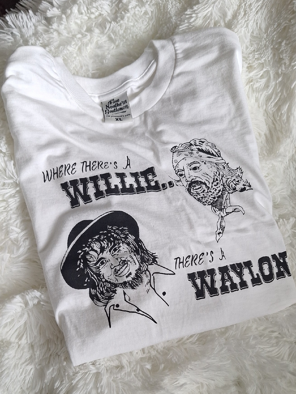 NWOT Five Southern Gentlemen Men's XL Willie & Waylon White & Black T Shirt